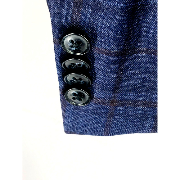 50S* Jos A Bank Reserve Reda Italy 2 Bttn Wool Blazer Sport Coat Navy Glen Check - Picture 9 of 12